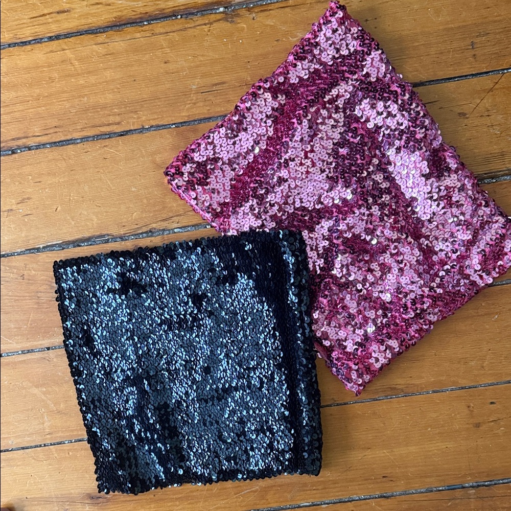 Sequin Tube Tops - Pink & Black